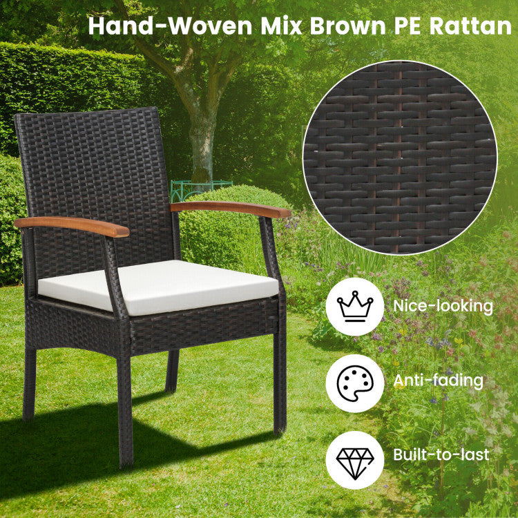 7 Pieces Patio Rattan Dining Table Sets Outdoor Conversation Bar Set