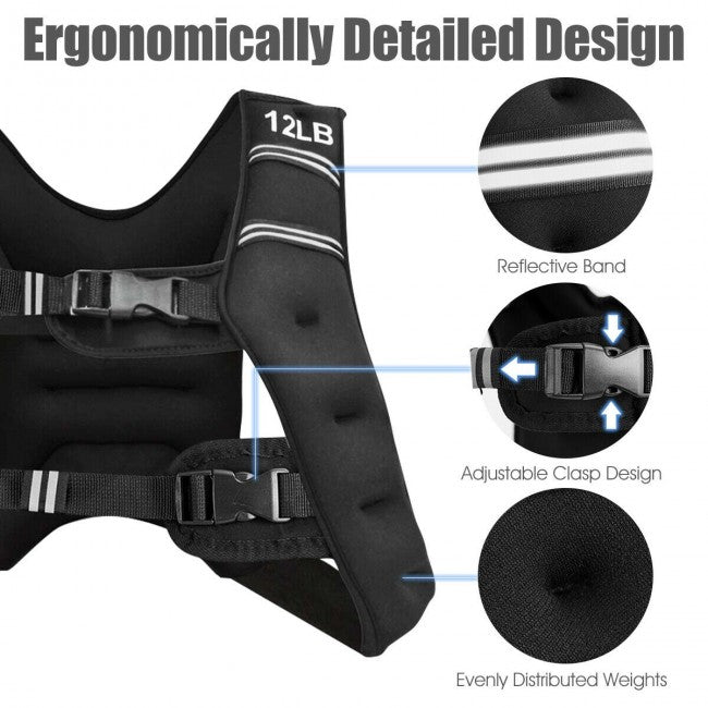 Products Adjustable Weighted Vest 12lbs-20lbs Workout Equipment with Reflective Stripe