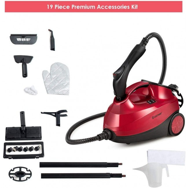 2000W Multifunctional Steam Cleaner Household Mop Heavy Duty Rolling Cleaning Machine with 19 Accessories for Carpet Floors