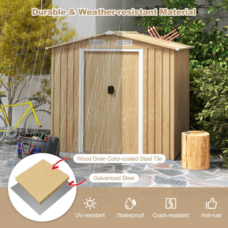 8.5x6.5FT-Outdoor-Weather-Resistant-Storage-Shed-Metal-Ventilated-Shelter-with-Lockable-Door-and-Built-in-Ramp