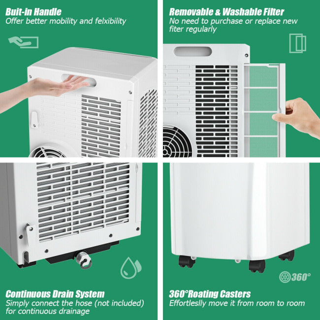 8000BTU Portable Air Conditioner Air Cooler with Dehumidifier Function and Remote Control