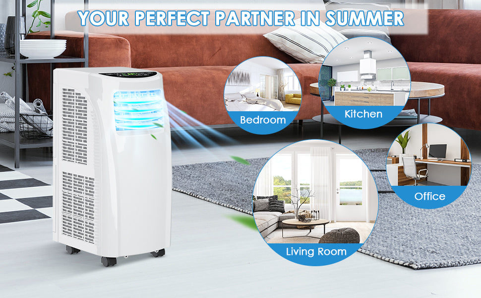 8000BTU Portable Air Conditioner Air Cooler with Dehumidifier Function and Remote Control