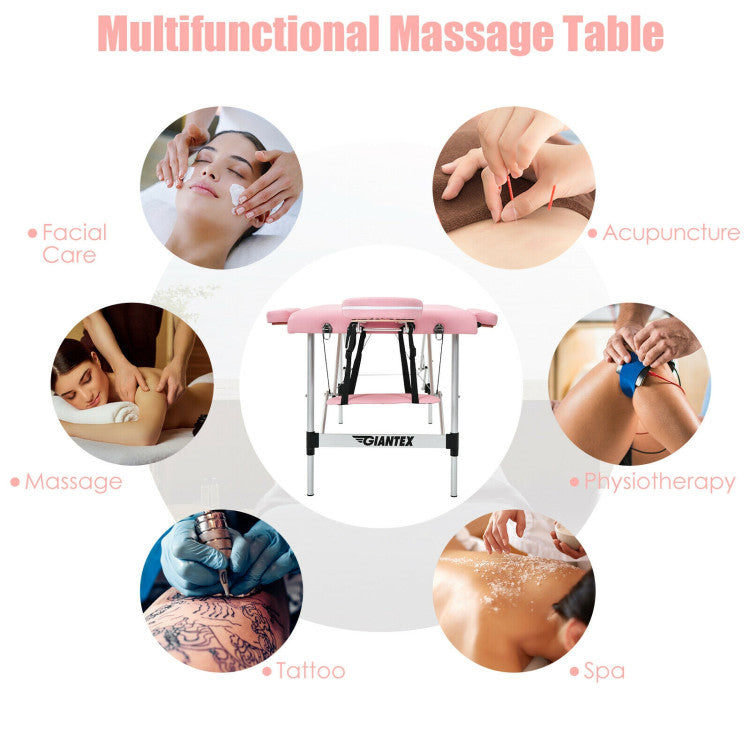 84 Inch Portable Massage Table Lash Bed Height Adjustable Salon Spa  Tattoo Bed with Carry Case