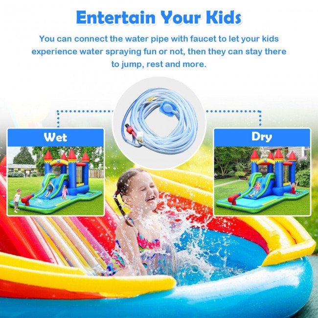 Kids Inflatable Bounce House Jumping Castle Water Slide Park Bouncer with Ball Shooting and Trampoline