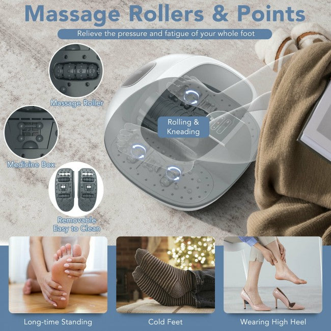 Steam Foot Spa Bath Massager, Sauna Massage Machine with 3 Heating Levels and Pedicure Massage Rollers for Stress Relief, Mothers Day Gift