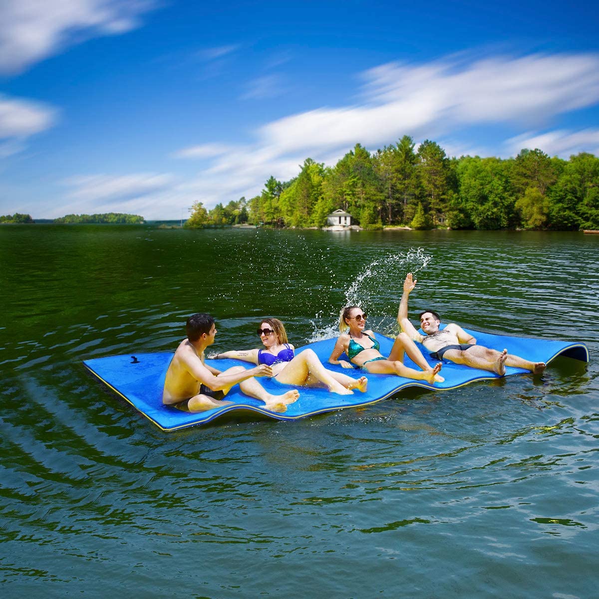 9 x 6FT Floating Water Mat 3-Layer Tear-Resistant XPE Foam Water Lily Pad for Recreation Relaxing