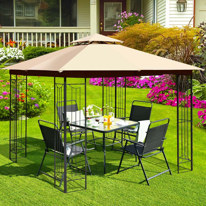 Chairliving 10 x 10 FT Heavy-Duty Patio Canopy Gazebo Tent with 2 Tier Vented Roof