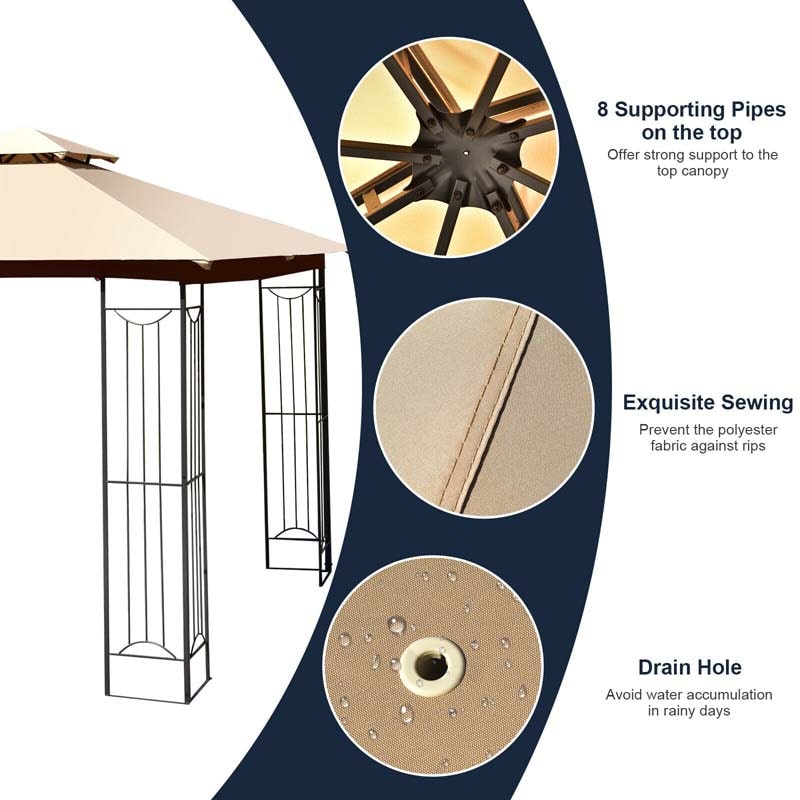 Chairliving 10 x 10 FT Heavy-Duty Patio Canopy Gazebo Tent with 2 Tier Vented Roof