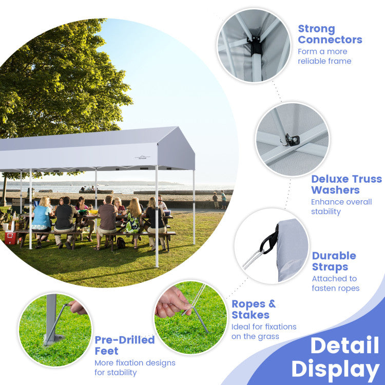Chairliving 10 x 20 Feet Pop-Up Canopy Party Tent Heavy Duty Garage Car Shelter with Removable Sidewalls and 2-Wheeled Bag
