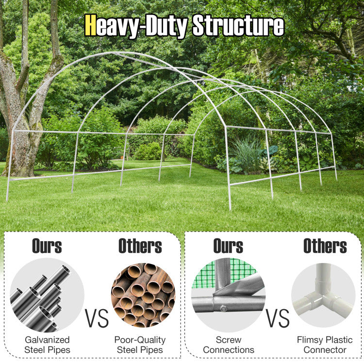 Chairliving 10 x 6.5 x 20 Feet Garden Large Greenhouse Portable Walk-in Tunnel Greenhouse Plastic Plant Hot House with Roll-up Zippered Doors and Side Mesh Windows