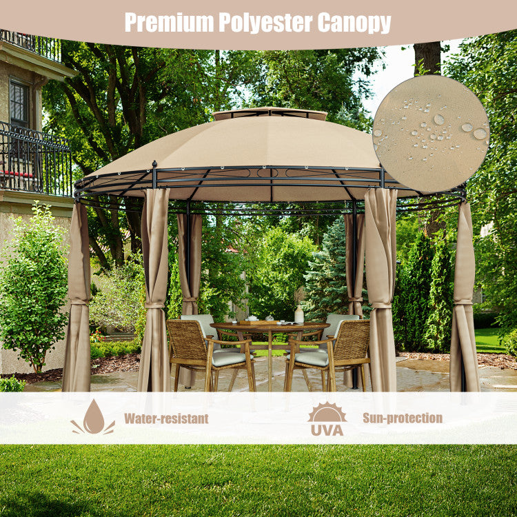 Chairliving 11.5 Feet Outdoor Dome Gazebo Patio Round Canopy Shelter with Removable Curtain and Large Activity Space