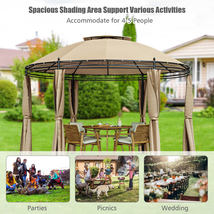 Chairliving 11.5 Feet Outdoor Dome Gazebo Patio Round Canopy Shelter with Removable Curtain and Large Activity Space