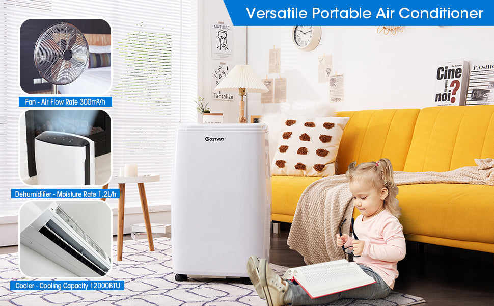 Chairliving 12000 BTU Portable Air Conditioner Multifunctional Air Cooler with Remote Control and 24-hour Timer