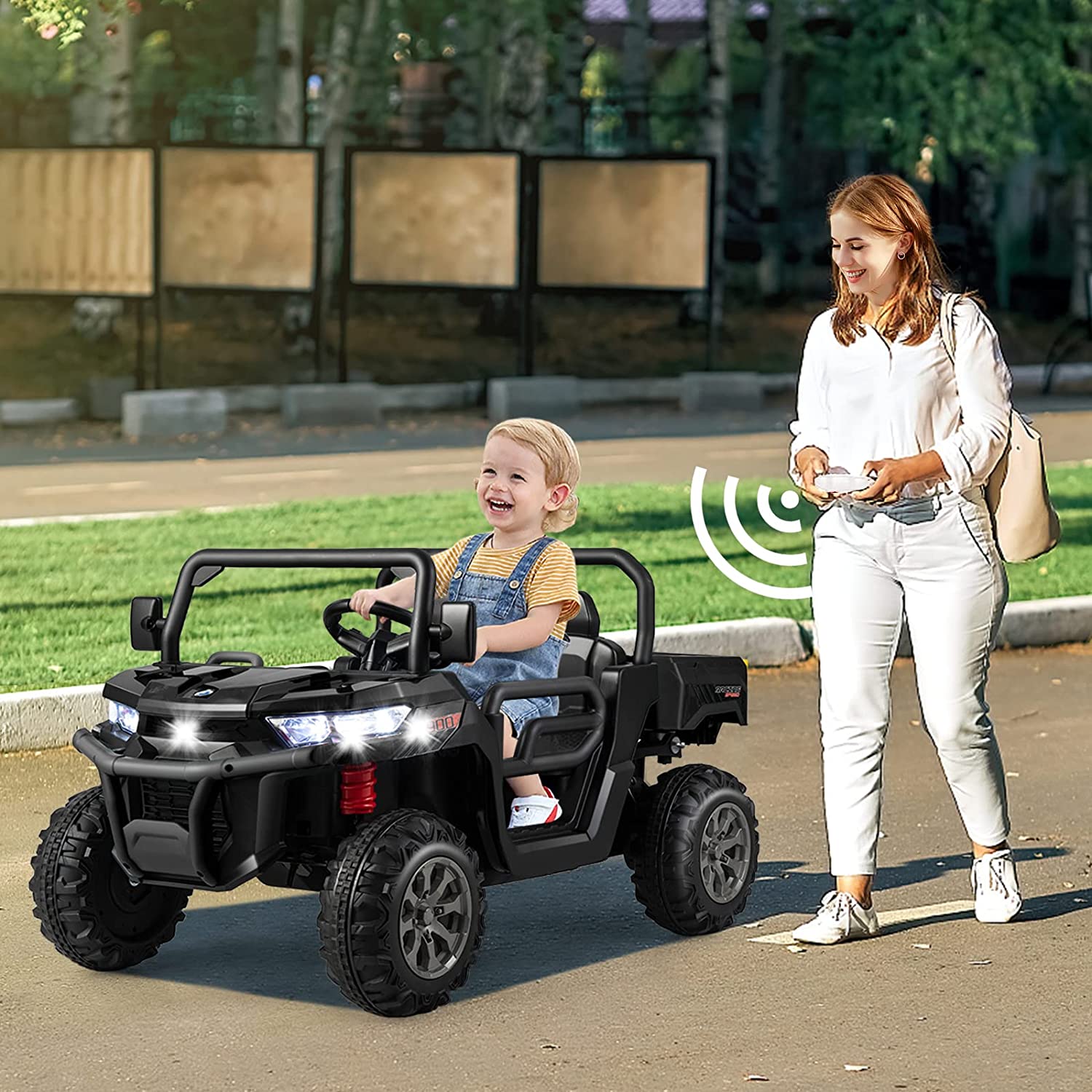 Chairliving 12V 2-Seater Ride On Car Electric Dump Truck Kids UTV Car with Remote Control Electric Dump Bed Rocking Function
