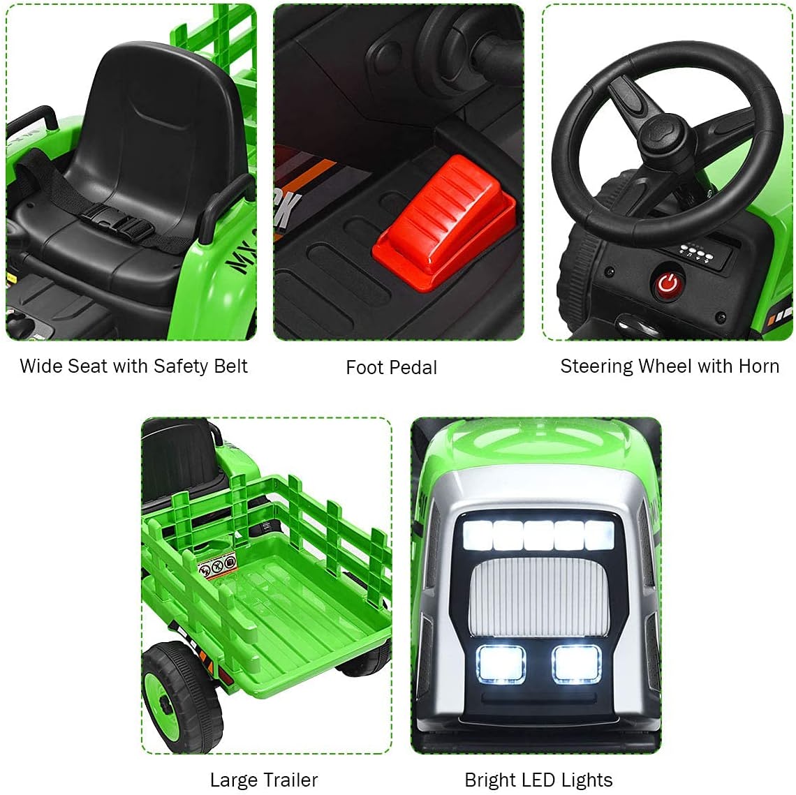 Chairliving 12V Battery Powered Ride On Tractor Electric Vehicle Toy Car with 3-Gear-Shift Ground Loader and Remote Control