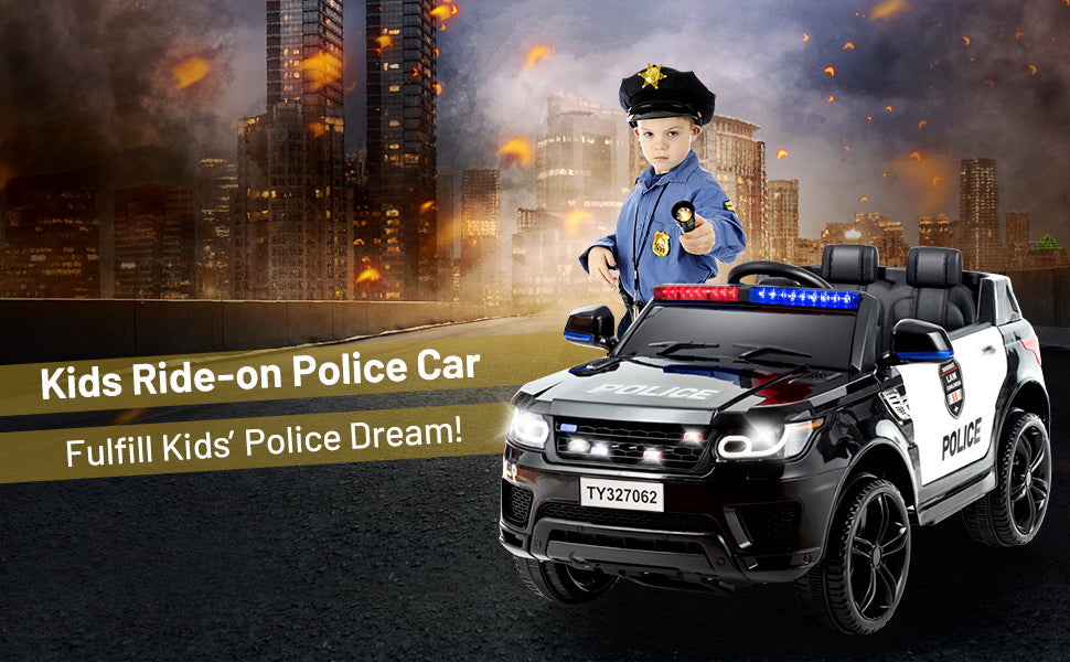 Chairliving 12V Electric Kids Ride On Police Car Toy Vehicles with Two Control Modes