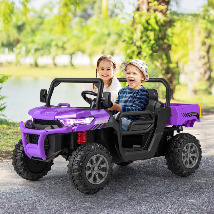 Chairliving 12V Kids Ride On Car 2 Seater Toddlers Electric Vehicle Dump Truck with Remote Control Rocking Function