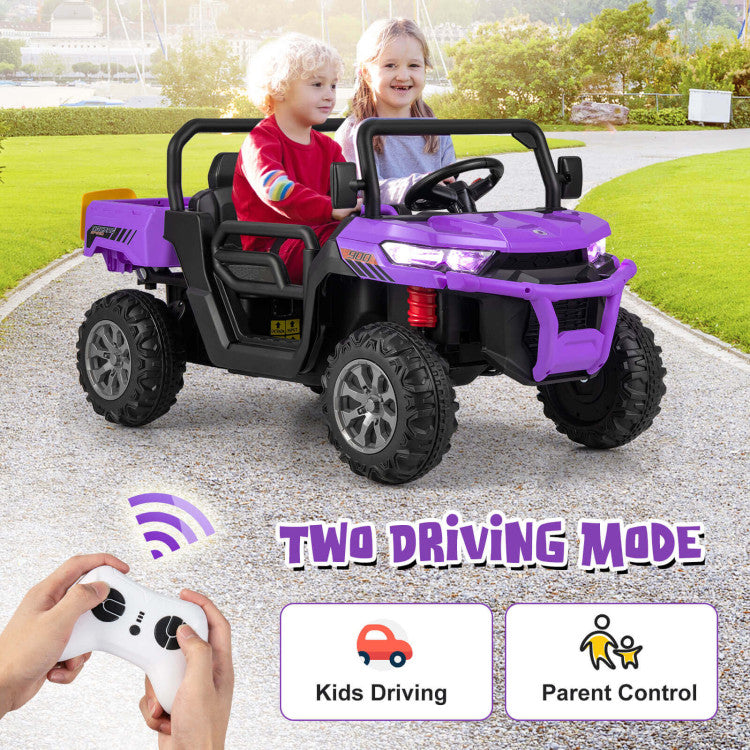 Chairliving 12V Kids Ride On Car 2 Seater Toddlers Electric Vehicle Dump Truck with Remote Control Rocking Function