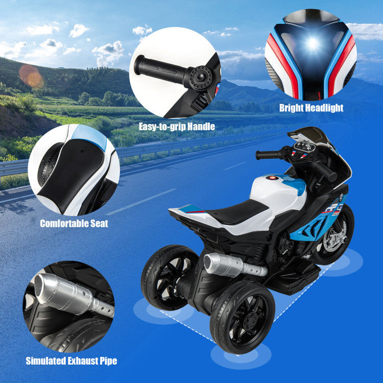 Chairliving 12V Licensed BMW Kids Ride On Motorcycle Battery Powered 3-Wheel Motorbike with Pedal Headlights