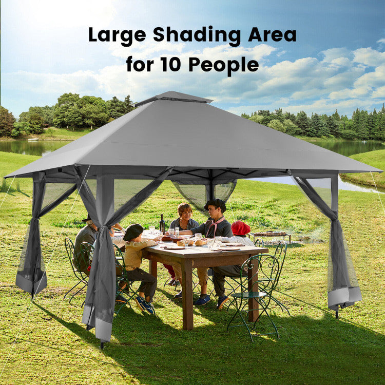 Chairliving 13 x 13 Feet Outdoor Pop-up Gazebo Patio Instant Canopy Shelter Tent with Mesh Sidewall and Vented Top