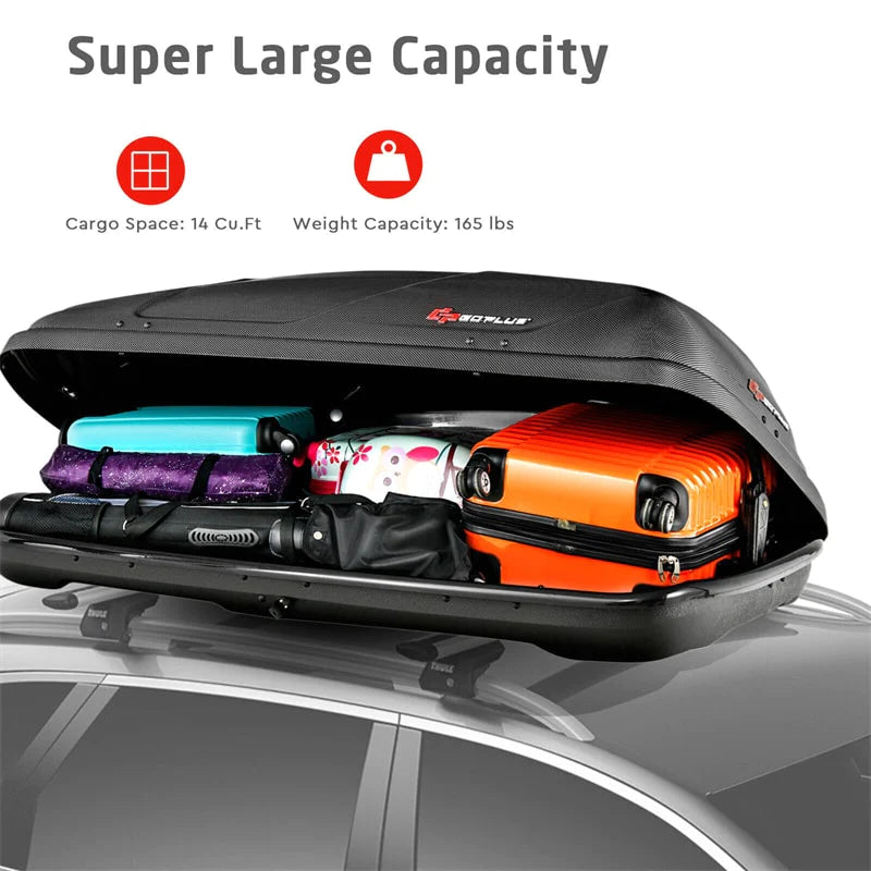 Chairliving 14 Cubic Feet Rooftop Cargo Box Waterproof Duty Car Carrier Roof Bag with Car Trunk Organizer