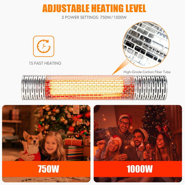 Chairliving 1500W Electric Heater Wall-Mounted Far Longwave Infrared Heater with Remote Control and Timing Function