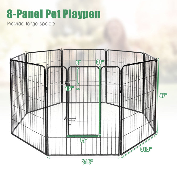 Chairliving 16 8 Panel Heavy Duty Metal Pet Playpen Kennel Barrier Foldable Dog Cat Puppy Fence with Door for Indoor Outdoor Pet Exercise