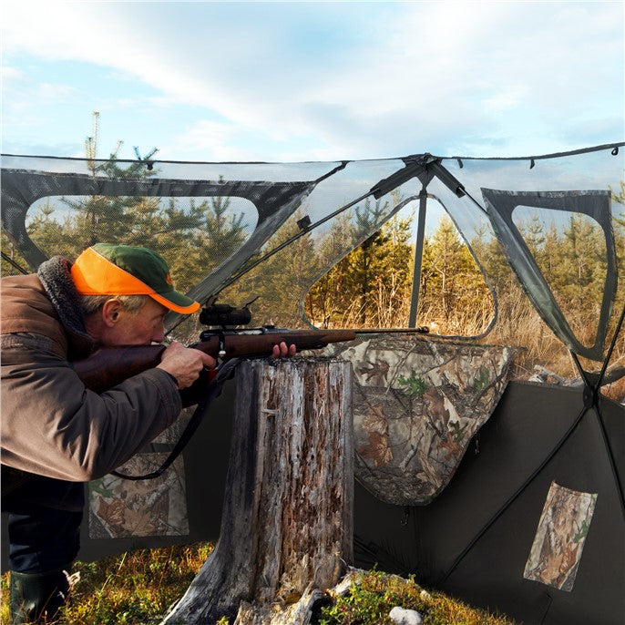 Chairliving 2-Panel Portable Hunting Blind Pop-Up Ground Hunting Fence with Brush-in Loops and 3 Shoot Through Ports