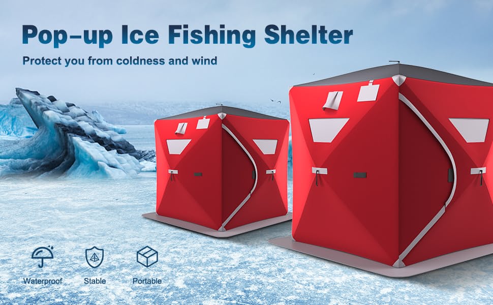 Chairliving 2-person Portable Pop-Up Ice Fishing Shelter Tent with Carrying Bag