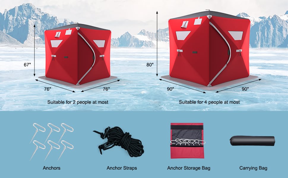 Chairliving 2-person Portable Pop-Up Ice Fishing Shelter Tent with Carrying Bag