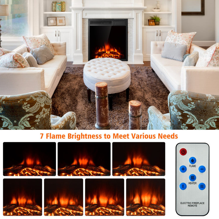 Chairliving 22.5 Inch Realistic Flames Electric Fireplace Insert Recessed and Freestanding Heater with Overheating Protection Remote Control