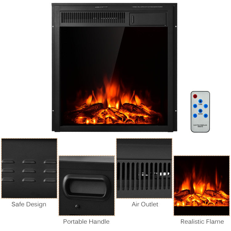 Chairliving 22.5 Inch Realistic Flames Electric Fireplace Insert Recessed and Freestanding Heater with Overheating Protection Remote Control