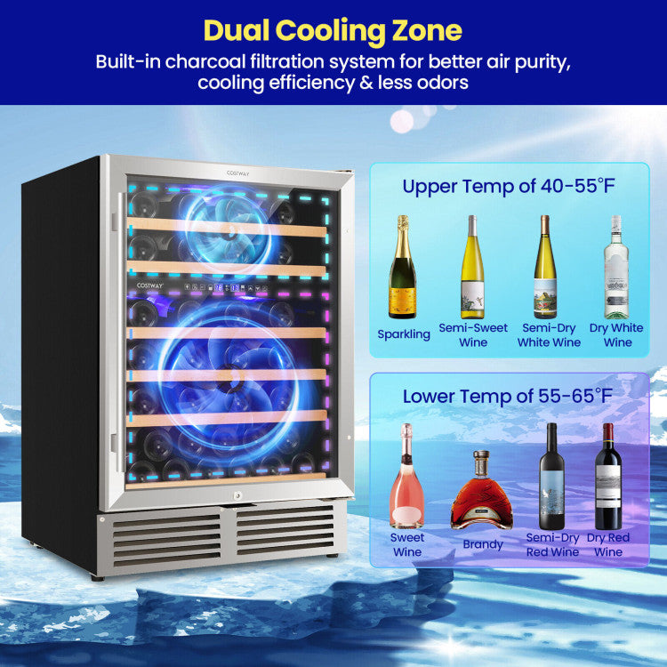 Chairliving 24 Dual Zone Wine Cooler Refrigerator 51 Bottles Freestanding Wine Fridge