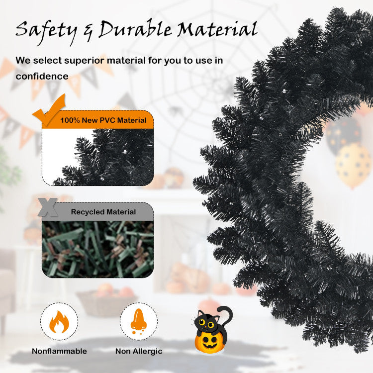 Chairliving 24 Inch Artificial Pre-lit Halloween Wreath with 35 Purple LED Lights