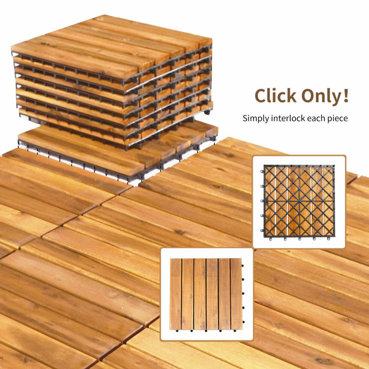 Chairliving 27 Pieces Acacia Wood Interlocking Patio Deck Tile Floor Tiles Composite Deck Flooring Pavers