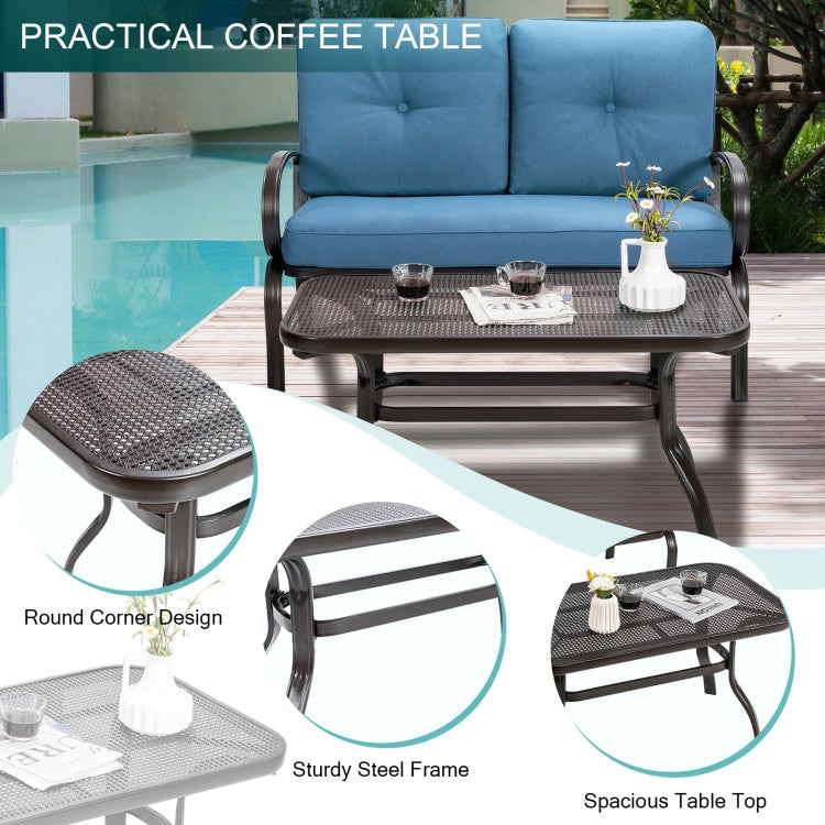 Chairliving 2 Pieces Outdoor Loveseat Patio Conversation Sofa Set with Coffee Table and Cushion