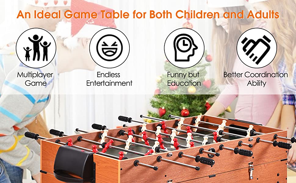 Chairliving 3-in-1 Combo Game Table 48Inch Multi Game Table with Soccer Slide Hockey Billiard for Game Rooms Family Night