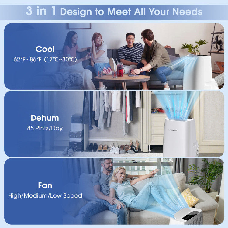 Chairliving 3-in-1 Multifunctional Air Conditioner Portable Evaporative Air Cooler AC with Dehumidifier Function and Smart Timer for Home Office