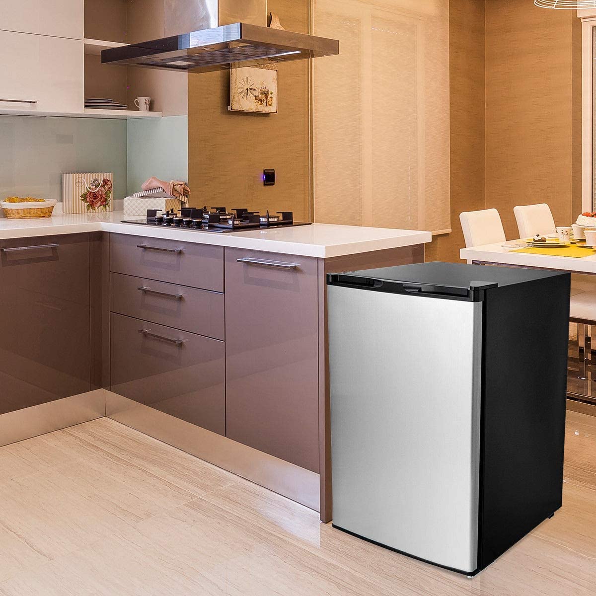 Chairliving 3.0 Cu.Ft Compact Single Door Upright Freezer Mini Size Refrigerator with Stainless Steel Door