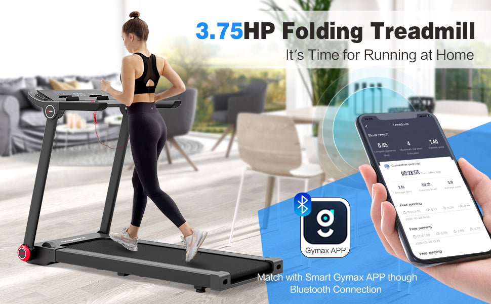 Chairliving 3.75HP Folding Treadmill Freestanding Commercial Heavy Duty Running Machine with LCD Display and 3 Sport Modes