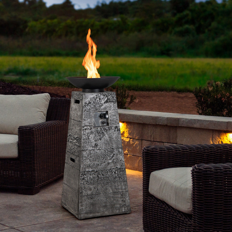 Chairliving 30000 BTU Outdoor Stainless Steel Burner 48 Inch Propane Fire Bowl Column with PVC Cover and Lava Rocks