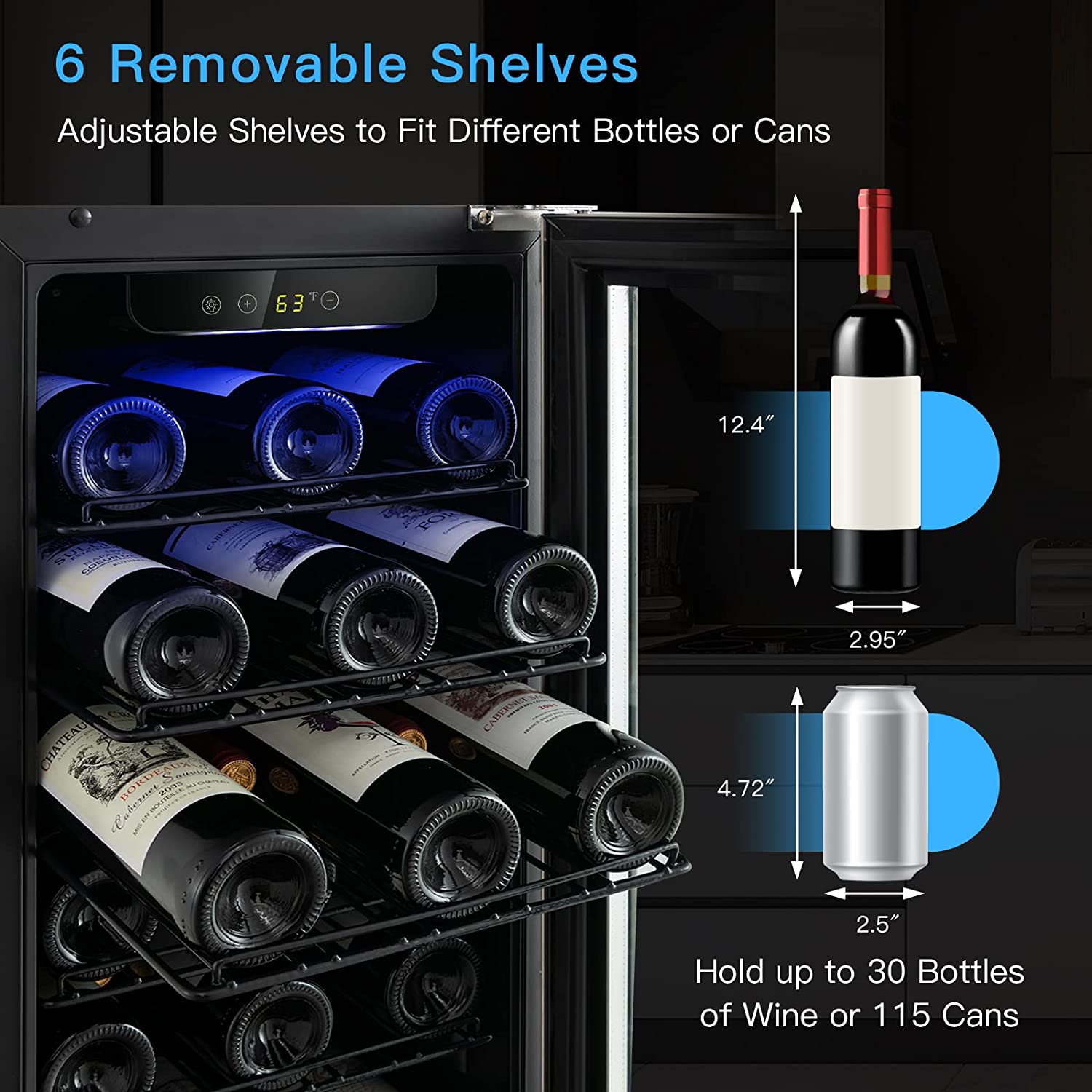 Chairliving 30 Bottles Wine Beverage Cooler Refrigerator 15 Stainless Steel Built-in & Freestanding Compressor Wine Cellar Fridge with Tempered Glass Door and Digital Temperature Control