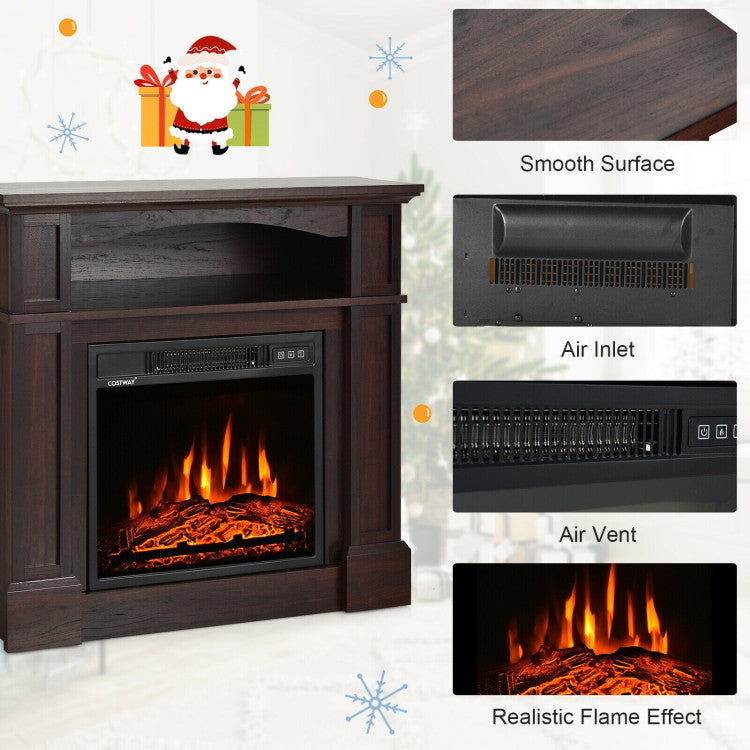 Chairliving 32 Inch Electric Fireplace Mantle 1400W Freestanding TV Stand Heater with Remote Control and Adjustable Brightness