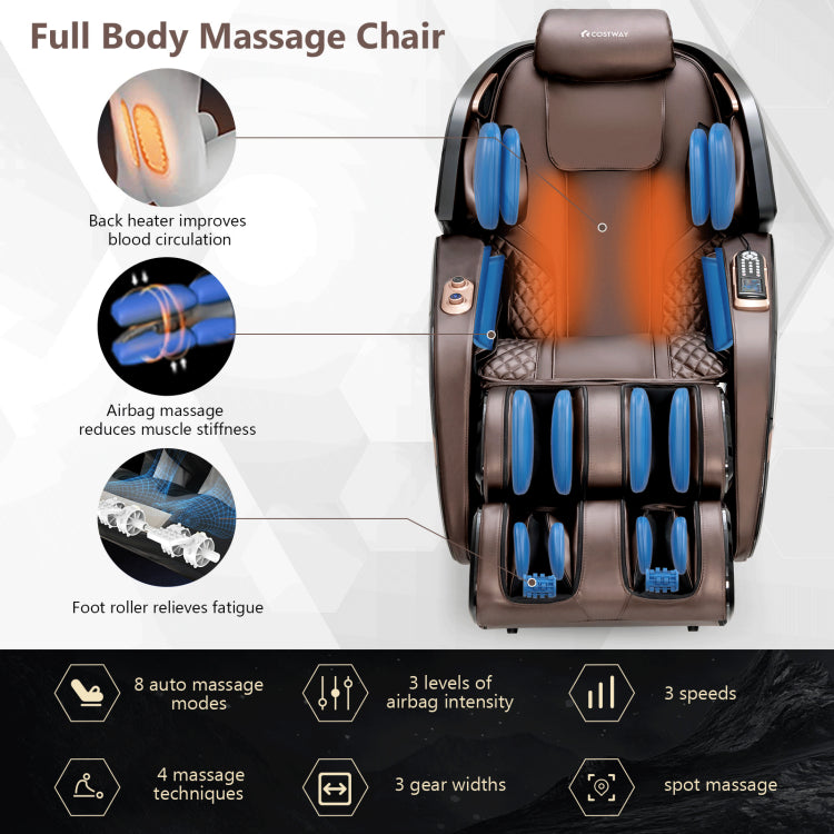 Chairliving 3D Double SL-Track Full Body Electric Massage Chair Zero Gravity Massage Recliner Chair with 8 Auto Massage Modes and Bluetooth Speaker