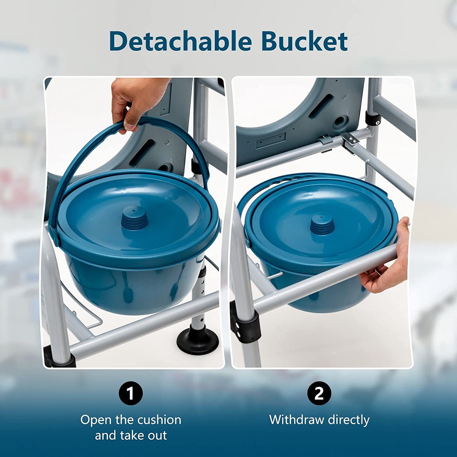 4-in-1 Bedside Commode Wheelchair with Detachable Bucket | Costway