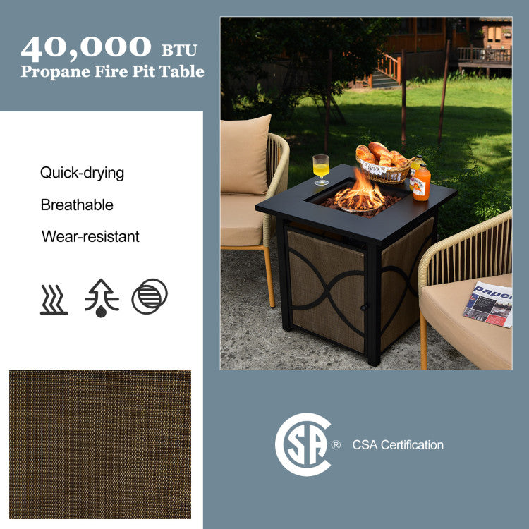 Chairliving 40000BTU Propane Fire Pit Table 25 Inch Gas Fire Pit with Fire Glass and Lid