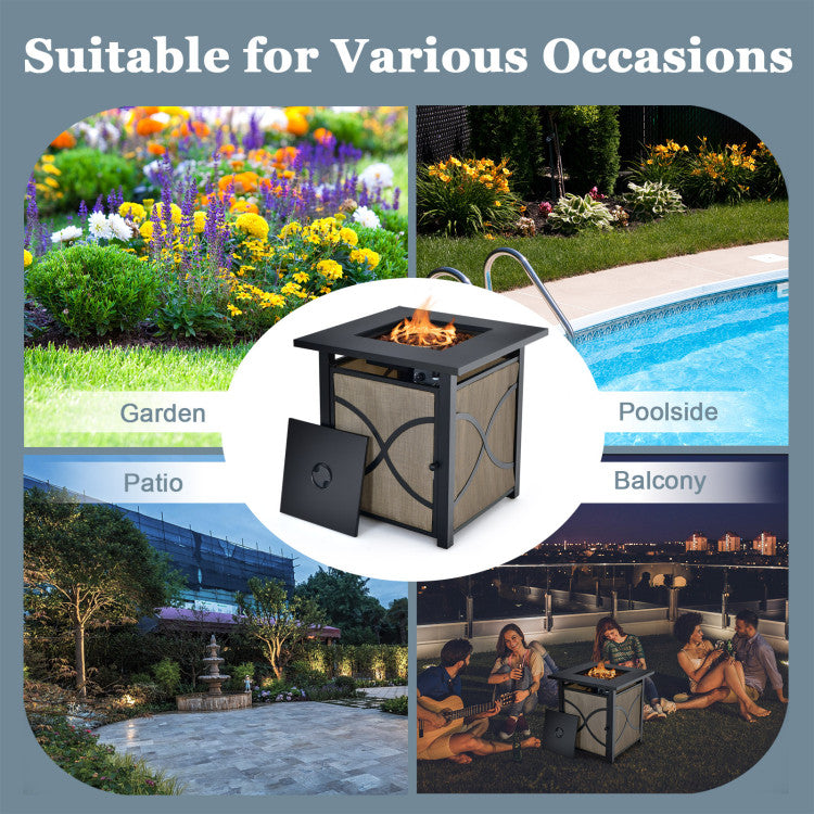 Chairliving 40000BTU Propane Fire Pit Table 25 Inch Gas Fire Pit with Fire Glass and Lid
