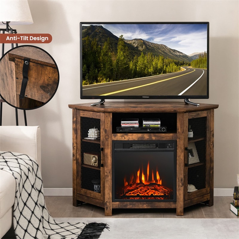 Chairliving 45 Fireplace Corner TV Stand Entertainment Center for TVs up to 50 with Adjustable Shelves