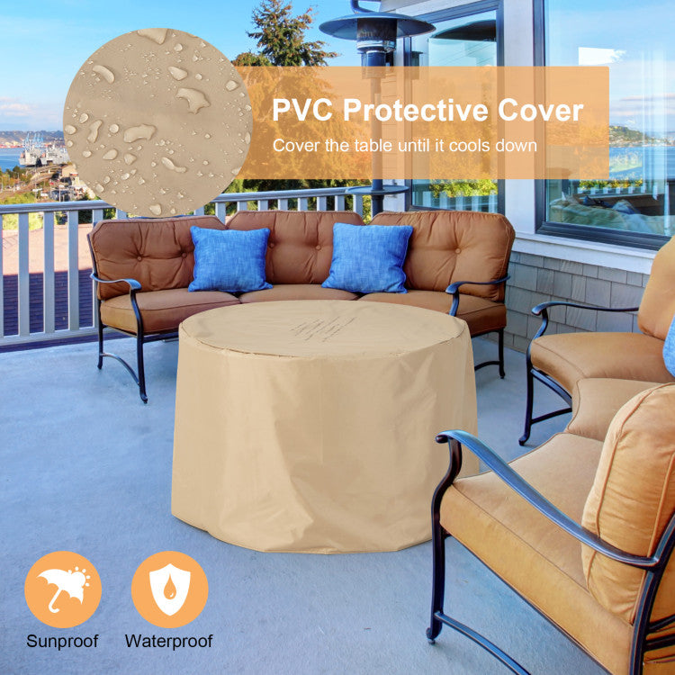 Chairliving 50000 BTU Outdoor Propane Gas Fire Pit Table 2-in-1 Patio Fireplace with Laval Rock PVC Cover