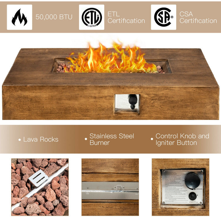 Chairliving 50000 BTU Outdoor Propane Gas Fire Pit Table 48 x 27 Inch Rectangular Fireplace with Waterproof Cover